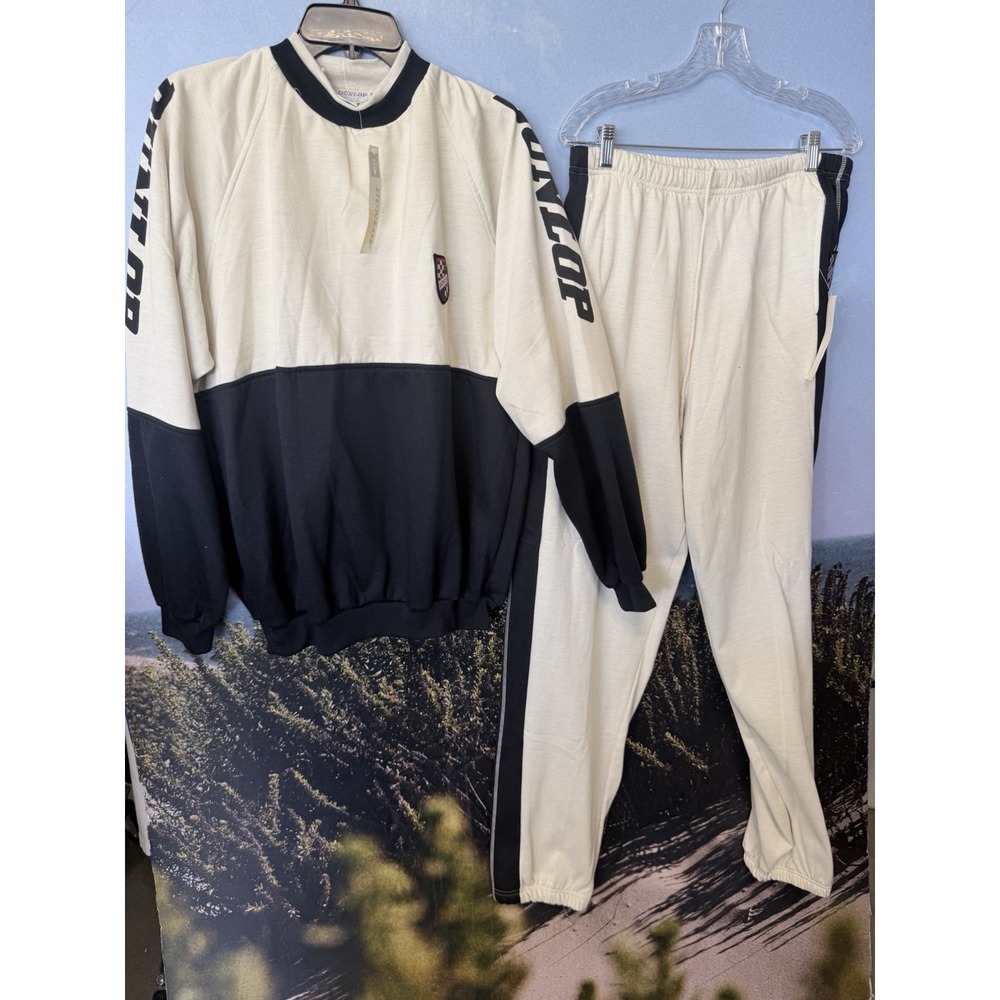 Men's Vintage Dunlop Track Sweat Suit Blue XL Sleeve Spellout